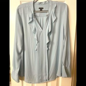 Ruffled front Ann Taylor Long Sleeve Blouse Size XL